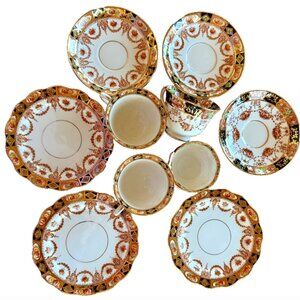 Royal Albert Fine Bone China Tea Set Cups Plates 4465 3961 England 10 Pcs Ornate